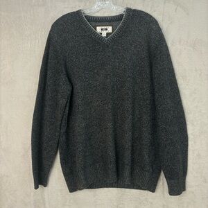 Joseph Abboud Grey wool Blend V Neck Long Sleeve Sweater Size L